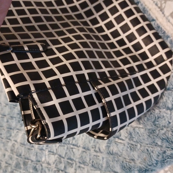 Kate Spade XL Dally Laurel Black & Cream Checked Zippered Travel Overnight Bag - Picture 5 of 14